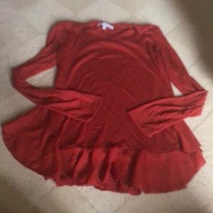 4/$20. Fever Rust Shirt with Ruffle. Large